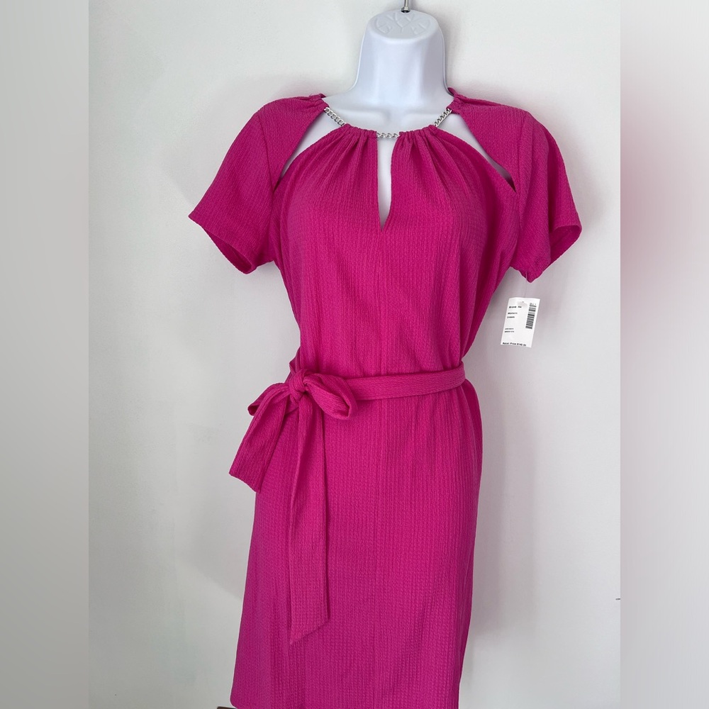 NWT - Michael Kors Fuschia Dress with Chain Detail. size M.